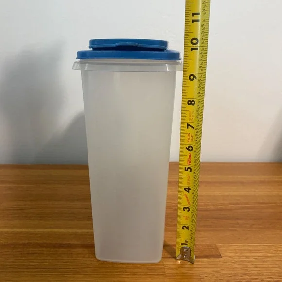 Vintage Tupperware Store N Pour Cereal Keeper Blue Flip Top Pour Clear Container - Picture 6 of 10